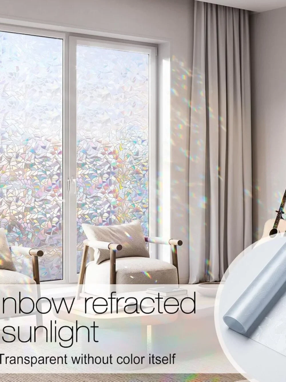 UV Blocking Stained Glass Window Film, 17.5 x 78.7 in - Easy Static Cling Design